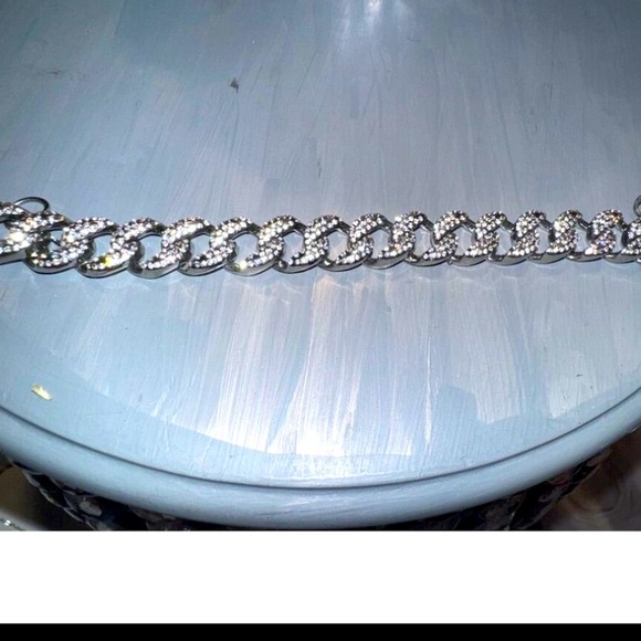 ICED OUT Silver Pave Stones Miami Cuban Link Statement bracelet 19” - Picture 7 of 10